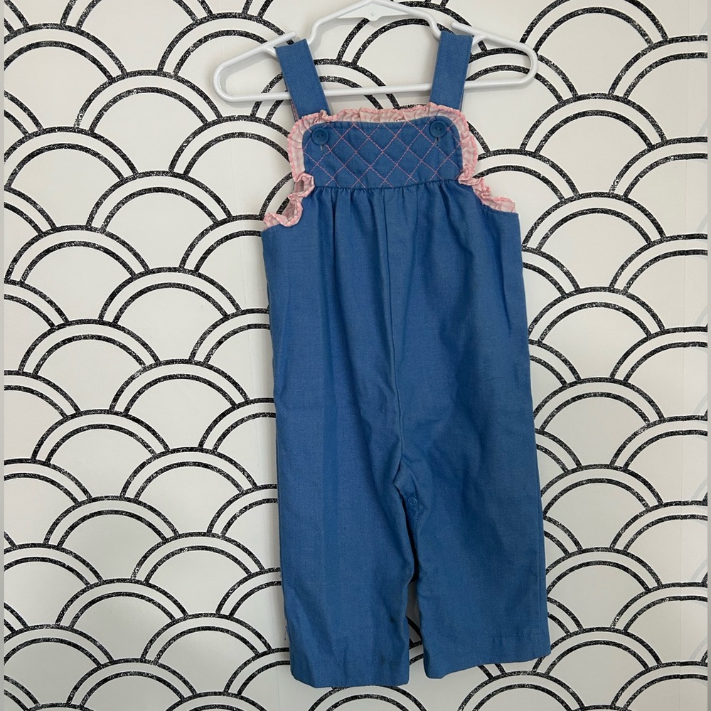 Little One's Vintage Blue & Pink Overalls 18 Months
